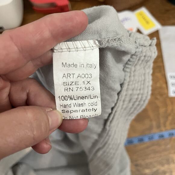 Lungo L’Arno Linen Tunic Dress Gray Relaxed Fit 1X Coastal Beach Summer Casual - Picture 6 of 12